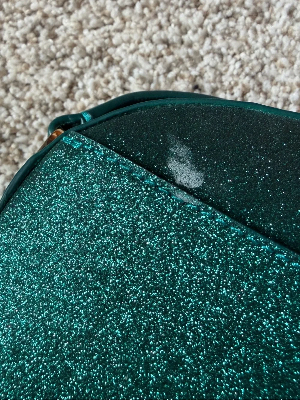 Kate Spade New York green glitter crossbody bag and card holder set